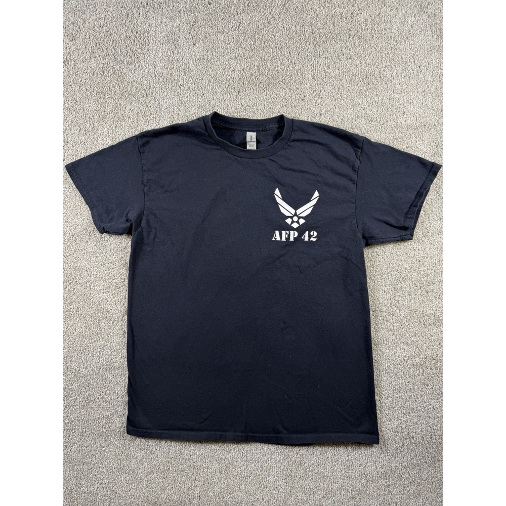 US Air Force Plant 42 Alien T-Shirt Large Black Gildan Military UFO Graphic